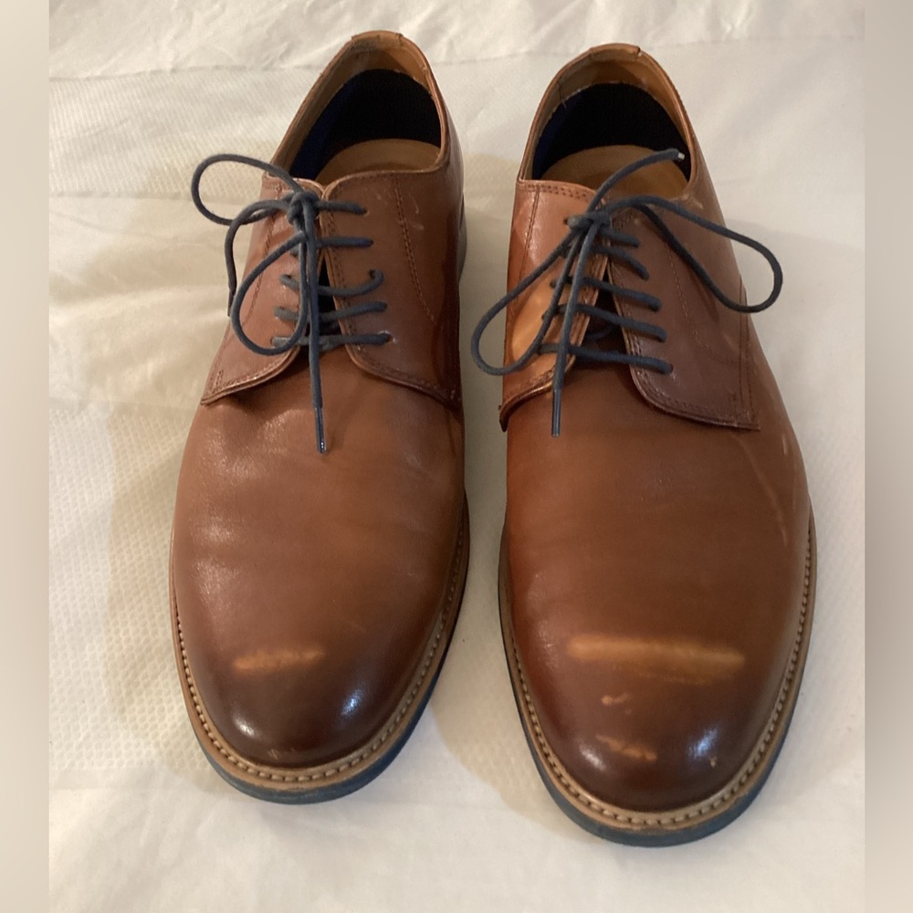 Dune London Brown Wide Fit Stanleyy Soft Leather Gibson Brown Shoes